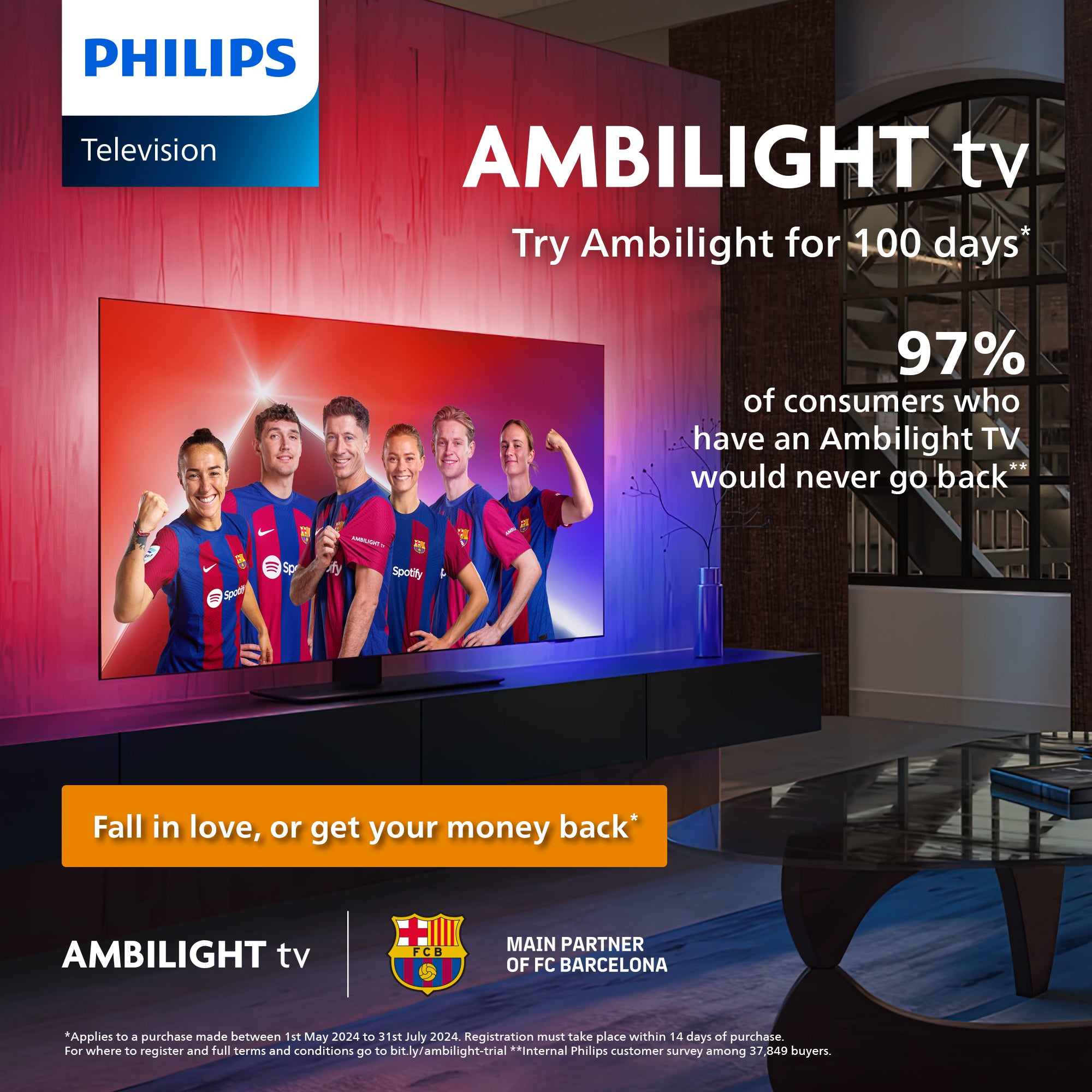 PHILIPS 65" AMBILIGHT TV PUS8309, 4K, 60HZ, TITAN OS