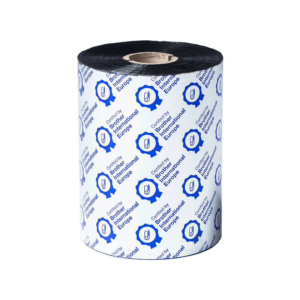 BROTHER BSS-1D600-110 BLACK RIBBON, STANDARD WAX/RESIN, 110MM X 600M (SOLD IN 6-PACK)